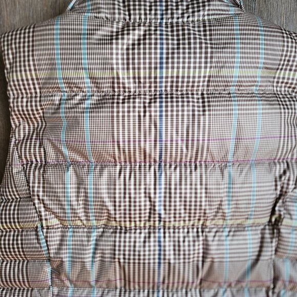 Lands End Vest Womens Small Brown Plaid Down Puffer Insulated Sleeveless - Picture 5 of 5